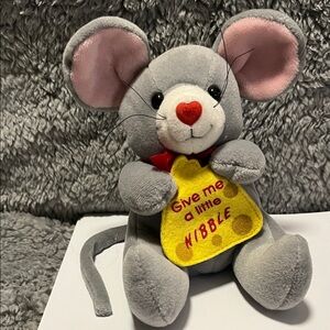 Plush Creations 1999 Gray MOUSE 7” Plush-Cheese Wedge "Give Me A Little Nibble"